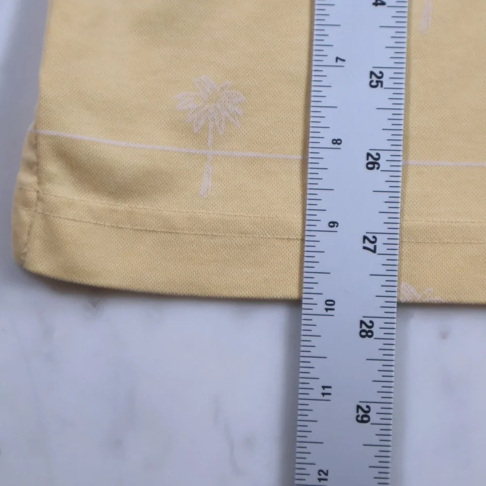 Travis Mathew Marbella Mens Yellow Palm Tree Stripe Golf Polo Shirt